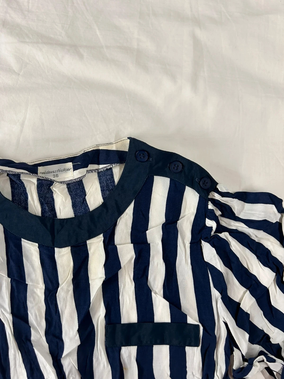 Blusa de mangas cortas seidensticker a rayas blanco y azul – photo 6